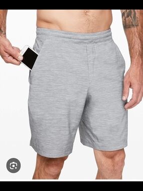 lululemon athletica Men's Heathered Light Gray Athletic Shorts